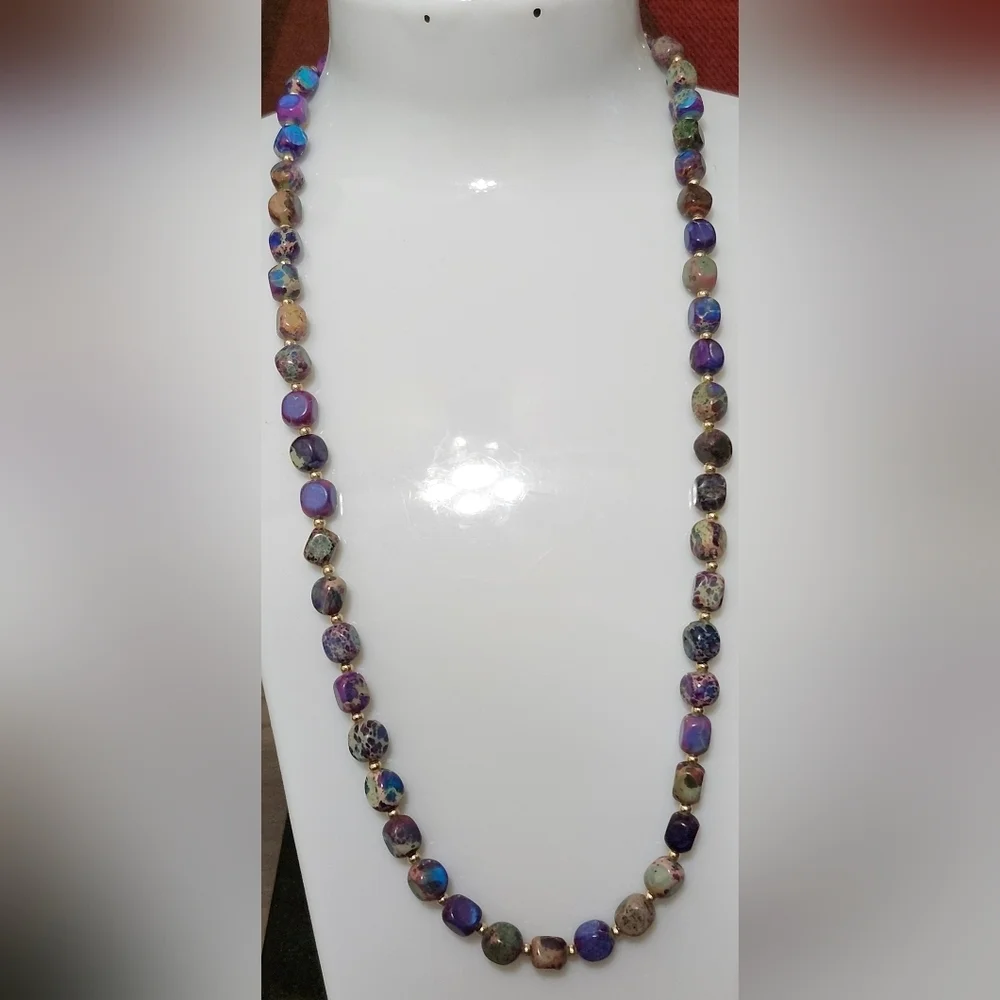Purple & Blue Handcrafted Bohemian Multicolor Beaded Necklace